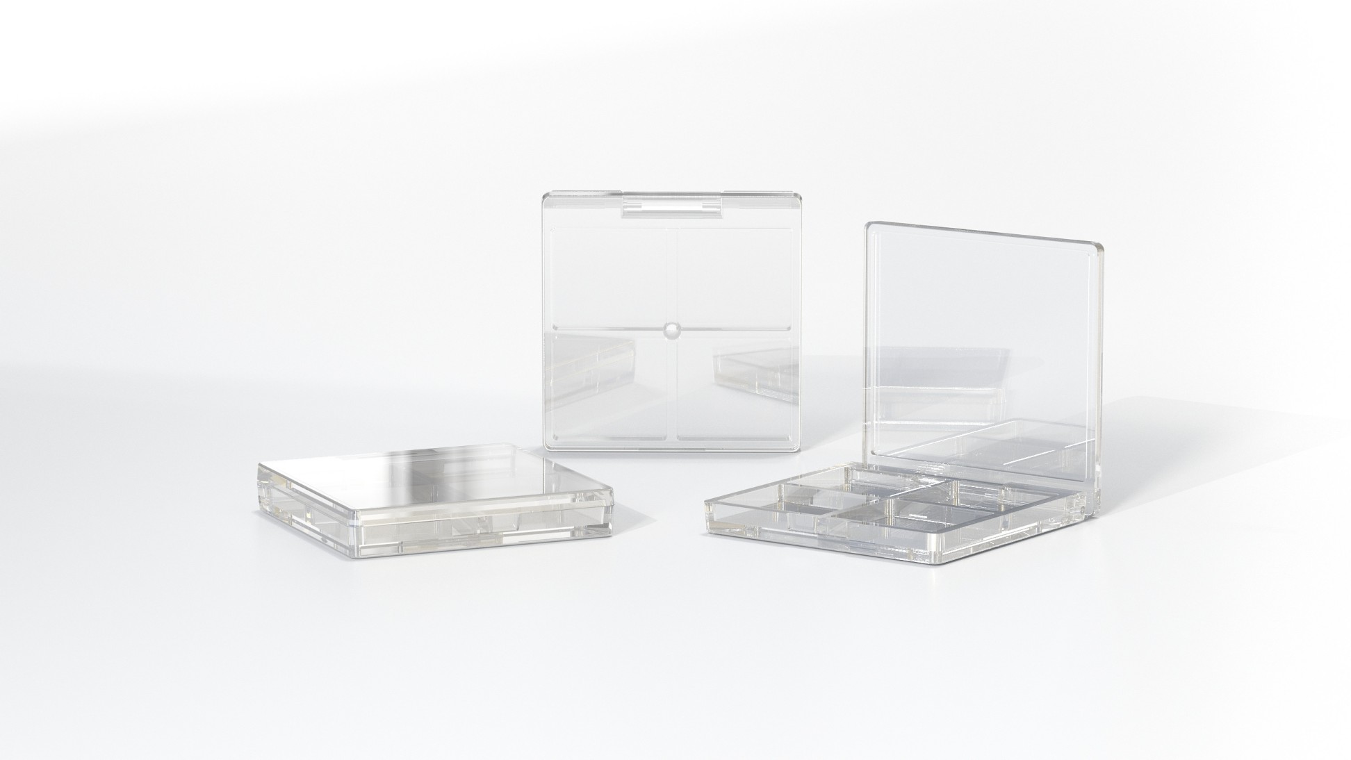 Clear Square Divided Compact