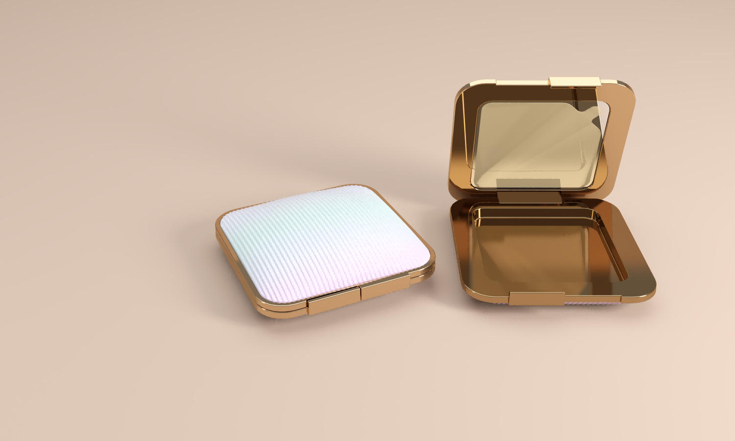 Striped Magnetic Flip-Top Mirror Compact