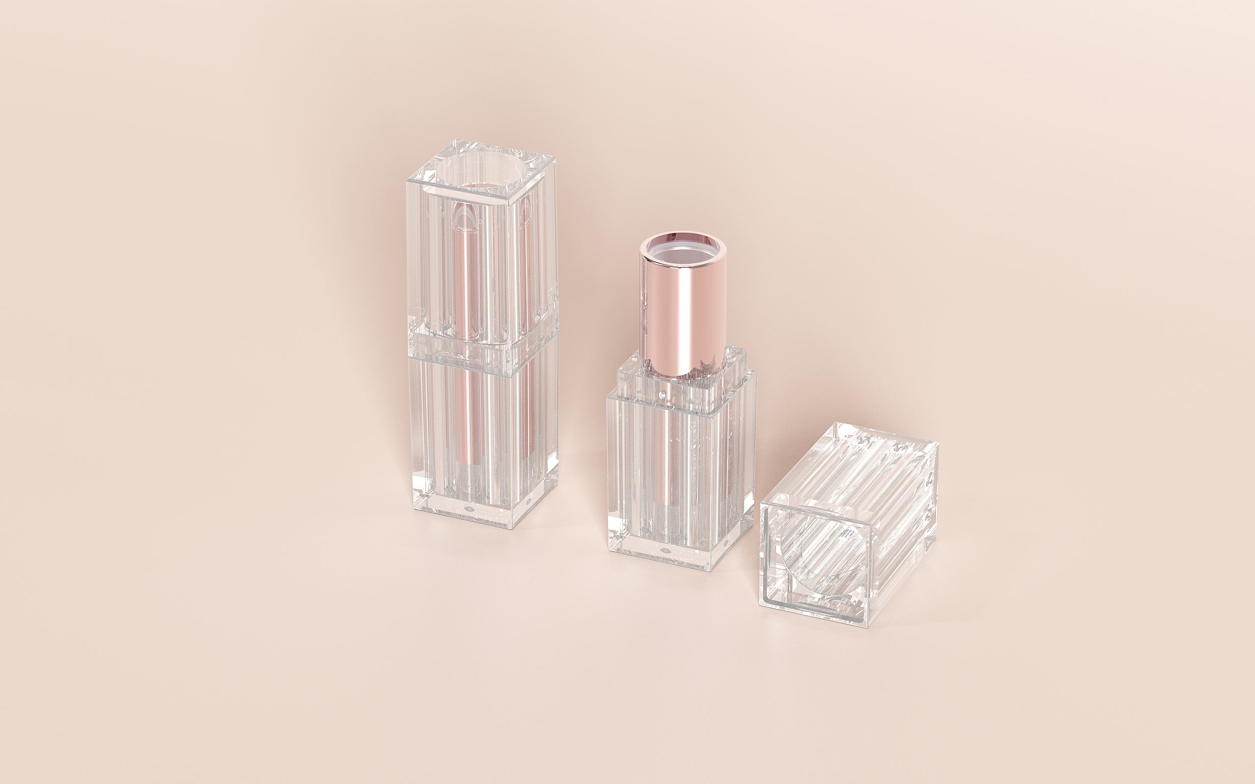 Square Transparent-Striped Rotating Classic Lipstick